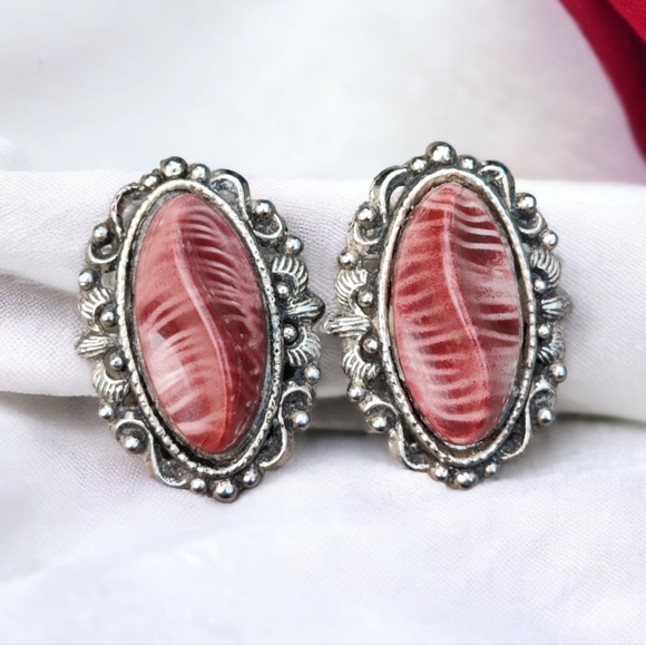 Vintage Jewelry - Vintage Selro Selini Pink Lucite Earrings